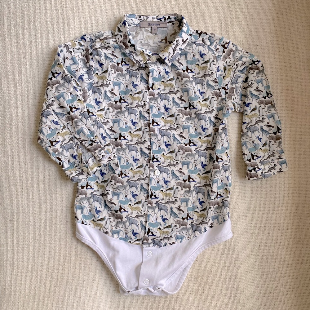 Animal Liberty print onesie shirt, sz 3y